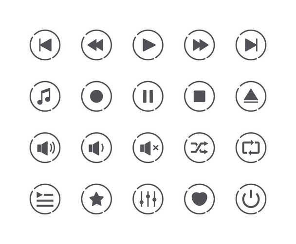 Conjunto mínimo de iconos de botón de reproducción de medios
 - Vector, Imagen