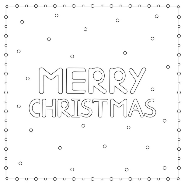 Página para colorear con texto dibujado a mano "Feliz Navidad
" - Vector, Imagen