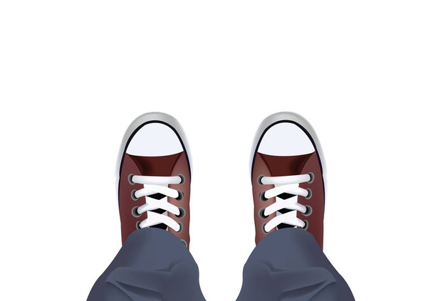 feet with red footwear shoes - Vector, Image