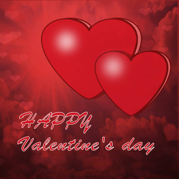 Bonne carte de Saint-Valentin avec deux cœurs
. - Photo, image