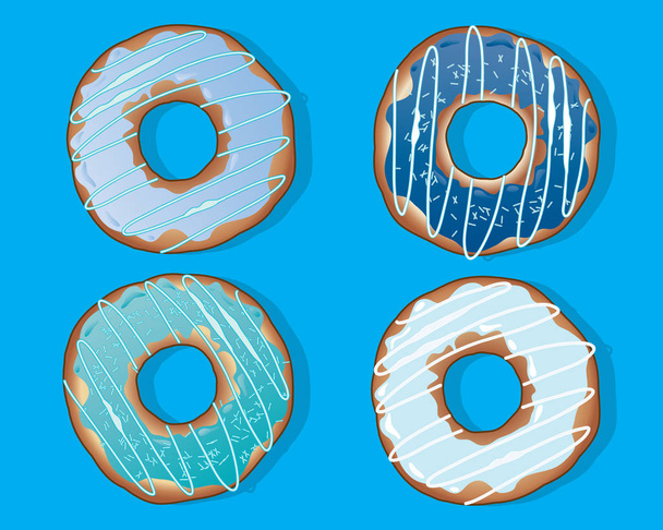 blauwe donuts met decoraties - Vector, afbeelding