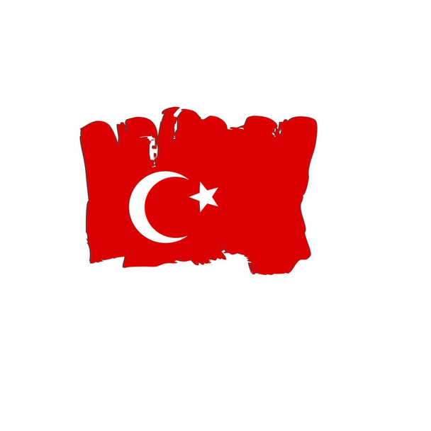 Drapeau Turquie peint à la main au pinceau. Drapeau artistique. Pavillon aquarelle Turquie. Drapeau artistique turc
. - Vecteur, image