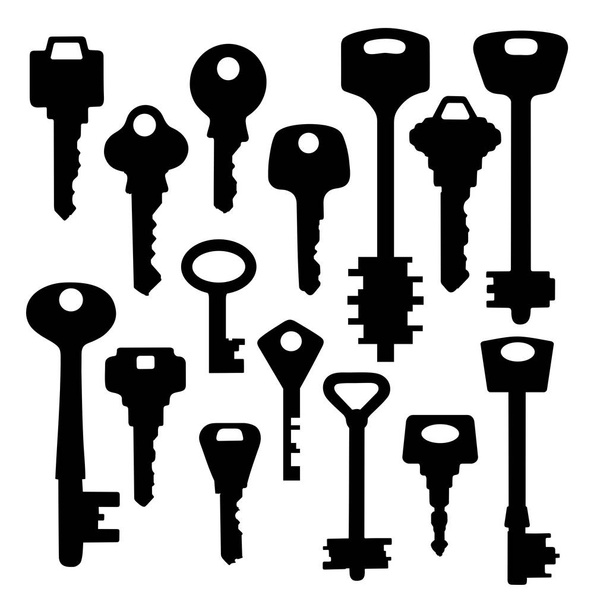 Reeks silhouetten van oude deur sleutels. - Vector, afbeelding