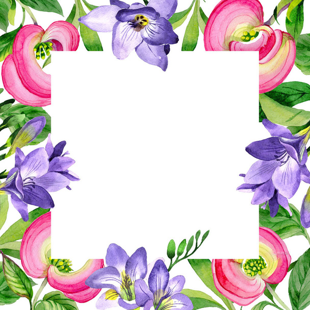 Wildflower cornos Florida flower frame in a watercolor style. - 写真・画像