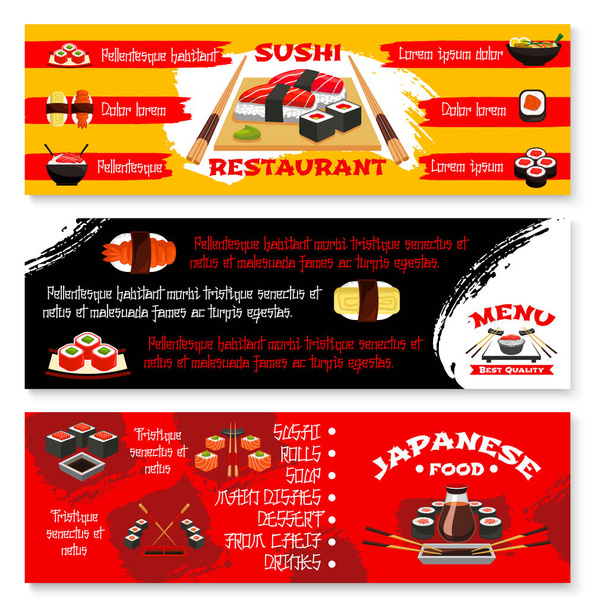 Vektor menü bannerek a japán sushi étterem - Vektor, kép
