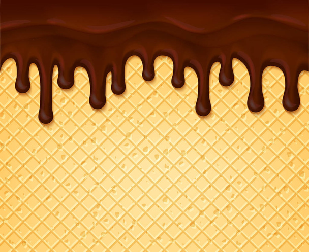 Cartel de waffle vectorial y salpicadura de chocolate
 - Vector, imagen