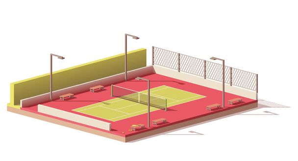 Vector laag poly-Tennisbaan - Vector, afbeelding