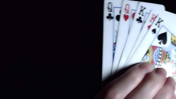 Poker Full House in Hand - Materiaali, video