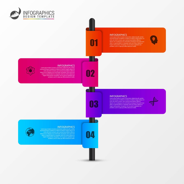 Infographic template of multidirectional pointers on a signpost - Vector, Image
