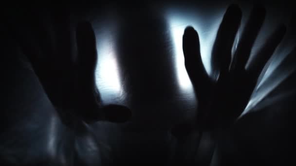 Hands Silhouette on Curtain - Footage, Video
