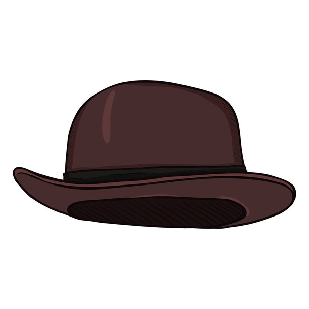Vector Single Cartoon Brown Color Bowler Hat - Vector, Image