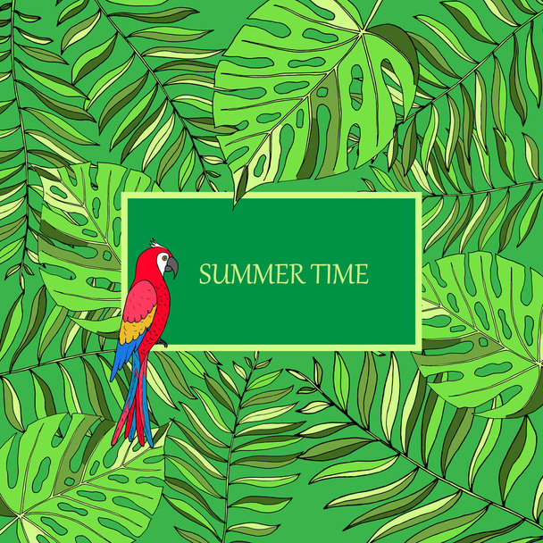 Summer time tropic background - Vetor, Imagem