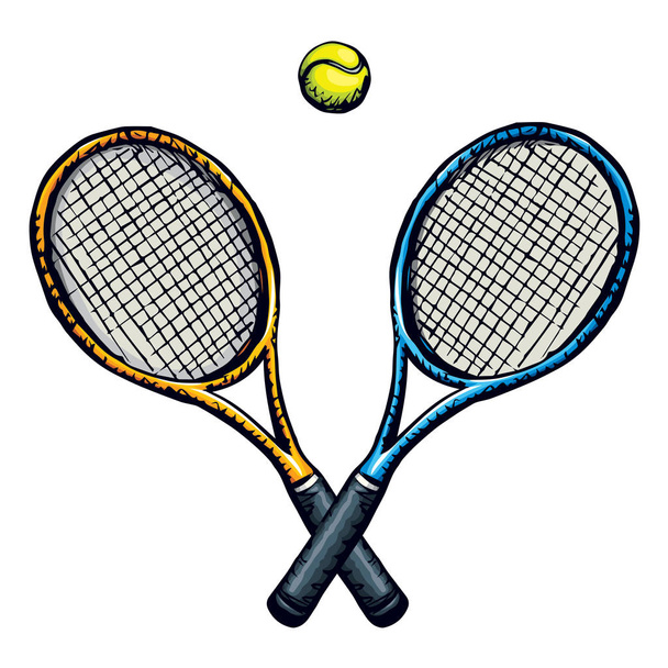 Teniszütő és labda. Vektoros rajz - Vektor, kép