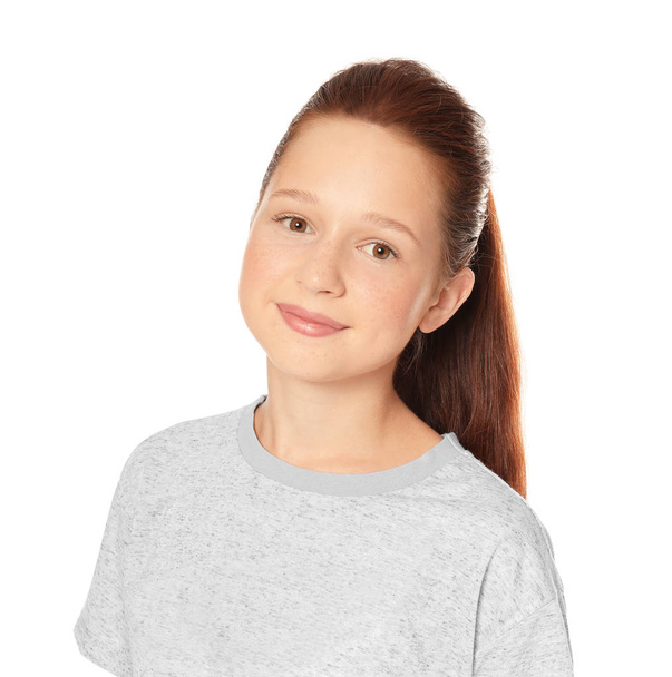 Cute teenager girl on white background - Foto, Bild