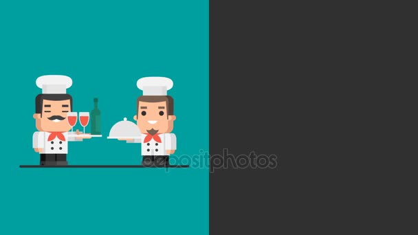 Due Chef che tengono il vassoio. Video Concept. Motion Graphics
. - Filmati, video