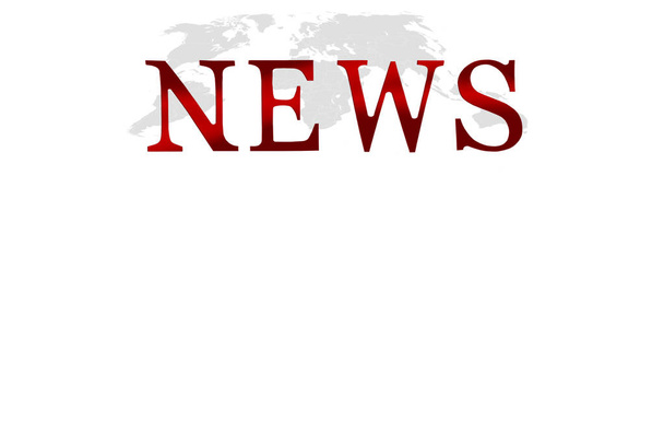 Λέξη «Ειδήσεις» γραμμένο με κόκκινα γράμματα πάνω από τον παγκόσμιο χάρτη - Φωτογραφία, εικόνα