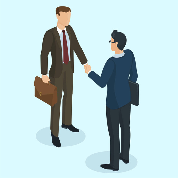 Успешные бизнесмены пожимают руки
 - Вектор,изображение