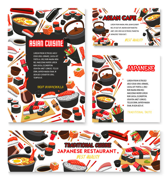 Affiche de cuisine japonaise vectorielle pour les sushis
 - Vecteur, image