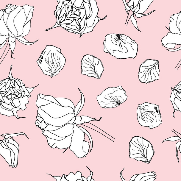 ピンクに白のバラでシームレスなパターン。図 - 写真・画像