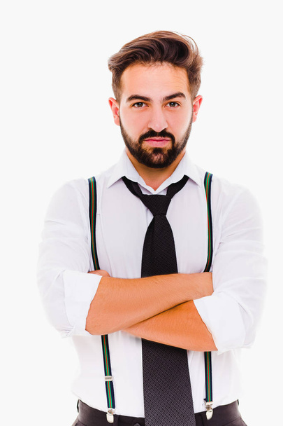 Young businessman i white shirt and black tie. - Foto, immagini