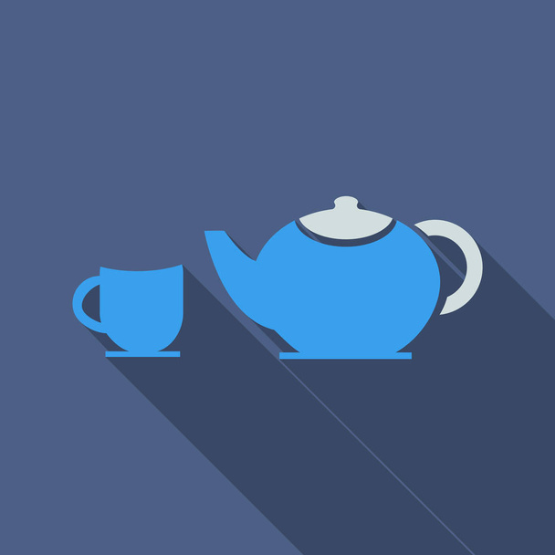 tea set. Happy tea drinking in flat style with shadow - Vector, Image