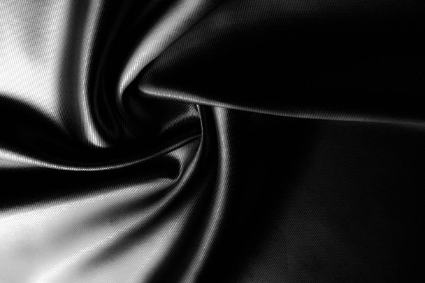 Texture, background, pattern. Black silk fabric.Pure Silk Charme - Photo, Image