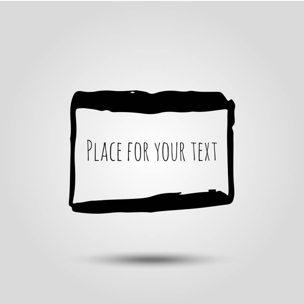 Hand drawn grunge brush square on grey background, frames for text or quote. - Vektor, kép