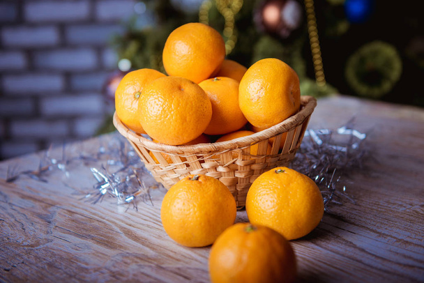 tangerines in the basket. - Photo, image
