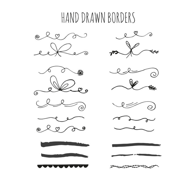 Collection of hand drawn borders.  - Vector, Image