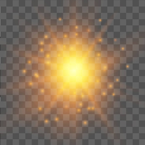 Keltainen tähtivalo vaikutus läpinäkyvään taustaan. Valoefekti. Vektori
 - Vektori, kuva