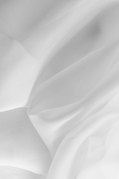 Textura, pozadí, vzor. Hedvábné tkaniny je transparentní, bílá  - Fotografie, Obrázek