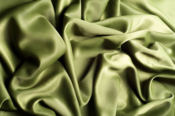 Textura, fundo. modelo. Pano de seda verde, crepe de Chine
. - Foto, Imagem