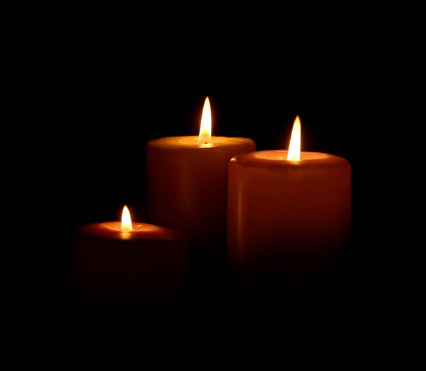 Burning candles on background - Фото, зображення