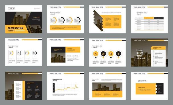 情報グラフィック要素、パンフレット、レポートの概念とビジネス プレゼンテーション ページ レイアウト テンプレート デザイン - ベクター画像