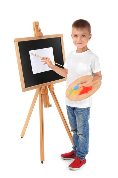Cute little boy painting picture - Φωτογραφία, εικόνα
