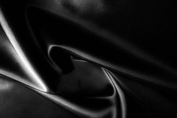 Textura, fundo, padrão. Tecido de seda preta.Charme de seda pura
 - Foto, Imagem