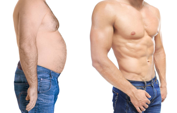 Overweight man before and after weight loss  - Foto, Bild