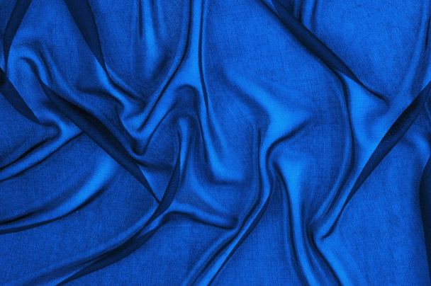 Textura, pozadí, vzor. Modrý transparentní textilie. Crystal o - Fotografie, Obrázek
