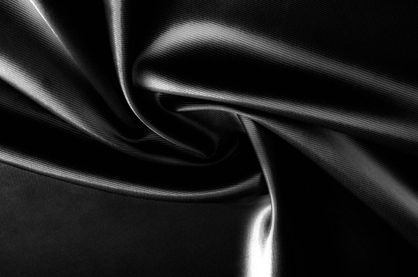 Texture, fond, motif. Tissu en soie noire.Charme en soie pure
 - Photo, image