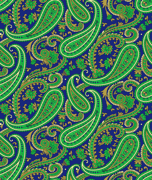 Naadloze traditionele Indiase paisley patroon op blauwe achtergrond - Foto, afbeelding