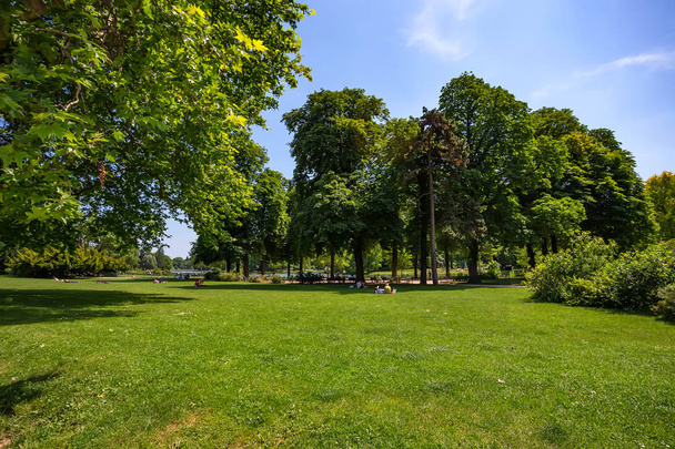 Bois de Vincennes lawns on sunny day - 写真・画像