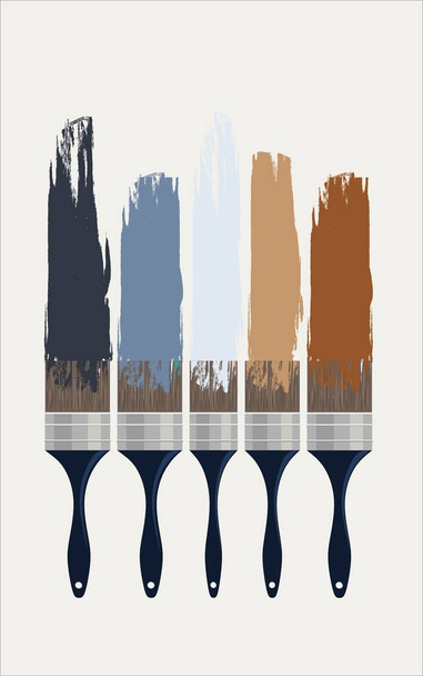 Paint Brushes with the Colors stain on a white background - Vector, Image