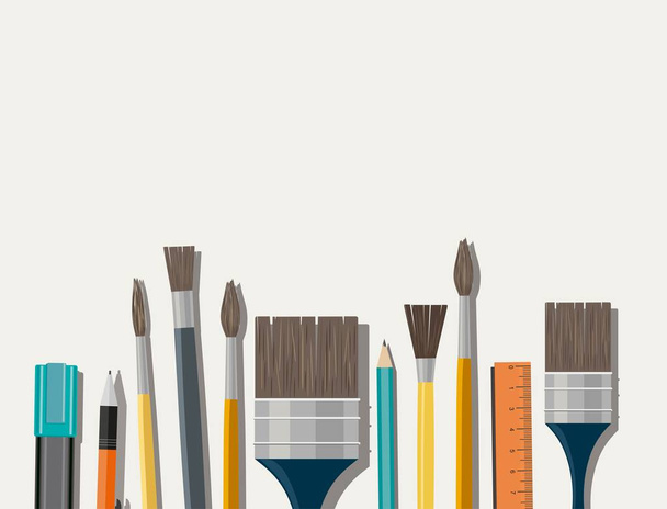 Set of paint brush on white background. Different models of brushes for painting isolated. Flat vector design. - Vector, Image