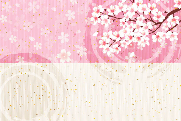 Cherry blossoms New Year's cards Japanese paper background - Vector, Image