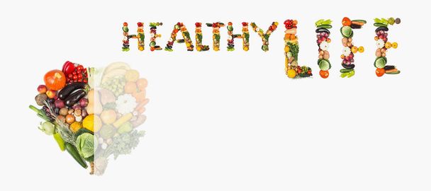 果物や野菜は、健康な心臓です。野菜や果物の心。健康、新鮮な食品の概念 - 写真・画像