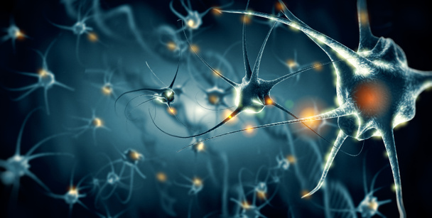 Active nerve cells; 3d illustration - Photo, Image
