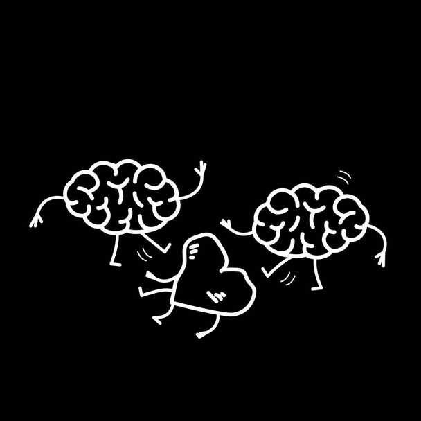 2 つの脳が心を攻撃   - ベクター画像