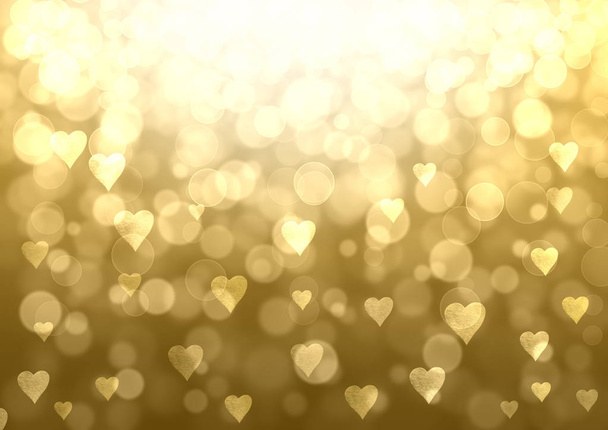 Gouden Valentine abstracte achtergrond - Foto, afbeelding