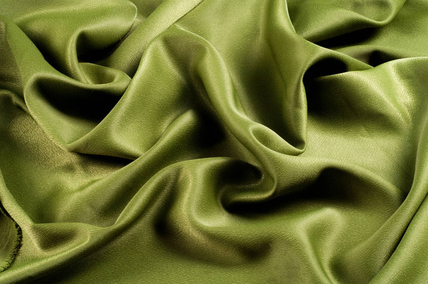 Textura, fundo. modelo. Pano de seda verde, crepe de Chine
. - Foto, Imagem