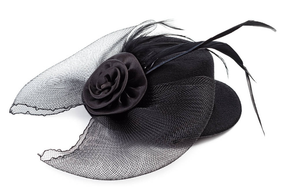 Черный антикварный дамская шляпа
 - Фото, изображение